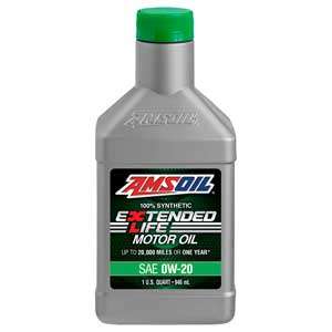 One quart bottle of AMSOIL EXTENDED-LIFE 0W-20 100% SYNTHETIC MOTOR OIL